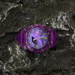 Ga2100 Purple Watch With Green Hour Marker