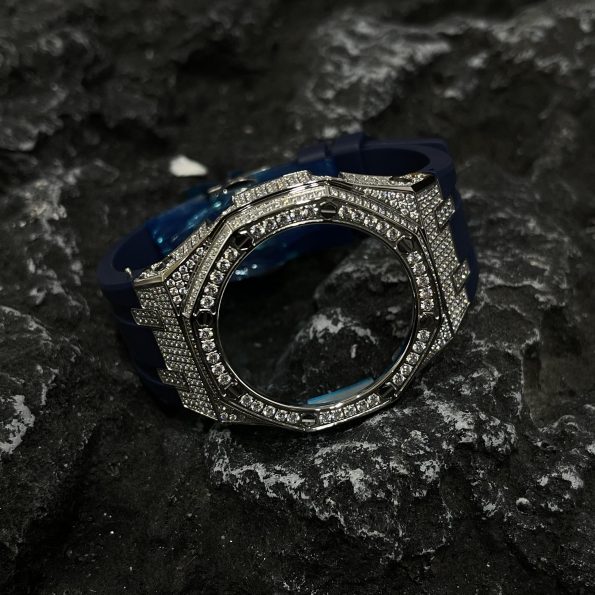 Ga2100 Silver Diamond Case Black Rubber