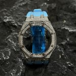 Ga2100 Silver Diamond Case Blue Rubber