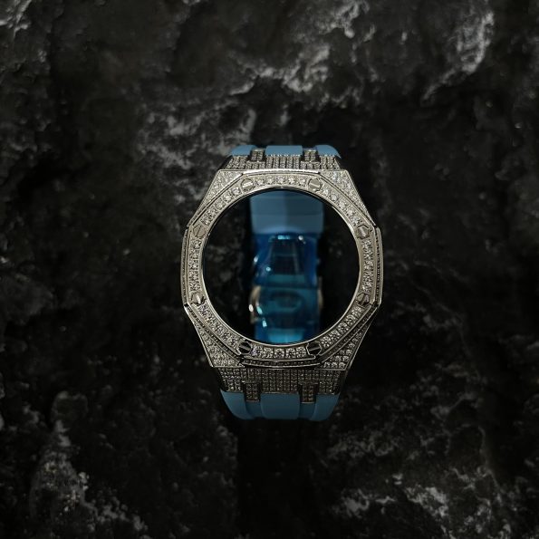 Ga2100 Silver Diamond Case Blue Rubber