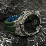 Ga2100 Silver Diamond Case Green Rubber