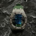Ga2100 Silver Diamond Case Green Rubber