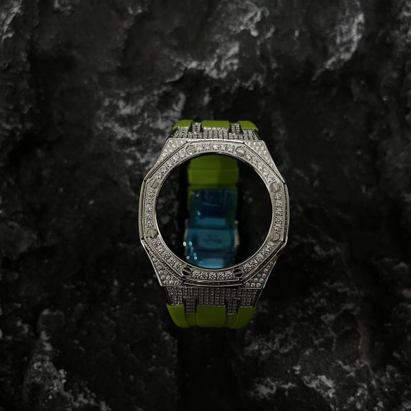 Ga2100 Silver Diamond Case Light Green Rubber