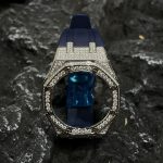 Ga2100 Silver Diamond Case Navy Blue Rubber