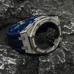 Ga2100 Silver Diamond Case Navy Blue Rubber
