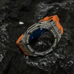 Ga2100 Silver Diamond Case Orange Rubber 