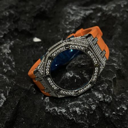 Ga2100 Silver Diamond Case Orange Rubber 