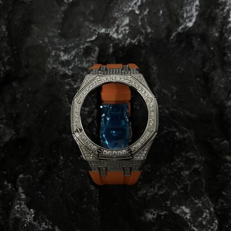 Ga2100 Silver Diamond Case Orange Rubber