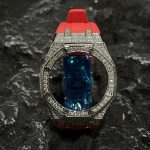 Ga2100 Silver Diamond Case Red Rubber