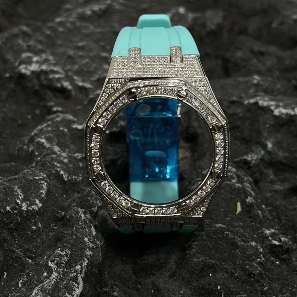 Ga2100 Silver Diamond Case Tiffany Blue Rubber