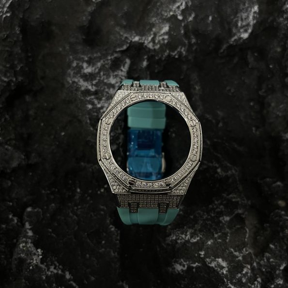 Ga2100 Silver Diamond Case Tiffany Blue Rubber