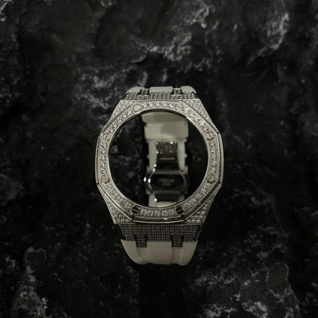 Ga2100 Silver Diamond Case White Rubber