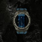 Ga2100 Silver Glitter Case Blue Rubber Watch Band