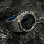Ga2100 Silver Glitter Case Gray Rubber Watch Band