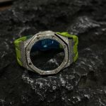 Ga2100 Silver Glitter Case Light Green Rubber Watch Band 