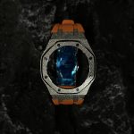 Ga2100 Silver Glitter Case Orange Rubber Watch Band