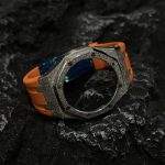 Ga2100 Silver Glitter Case Orange Rubber Watch Band