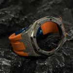 Ga2100 Silver Glitter Case Orange Rubber Watch Band