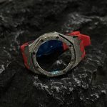 Ga2100 Silver Glitter Case Red Rubber Watch Band