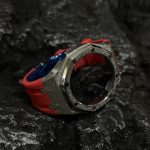 Ga2100 Silver Glitter Case Red Rubber Watch Band