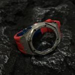 Ga2100 Silver Glitter Case Red Rubber Watch Band
