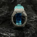 Ga2100 Silver Glitter Case Tiffany Blue Rubber Watch Band
