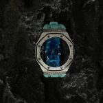 Ga2100 Silver Glitter Case Tiffany Blue Rubber Watch Band