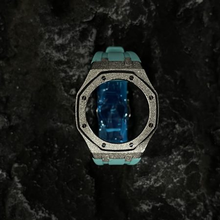 Ga2100 Silver Glitter Case Tiffany Blue Rubber Watch Band