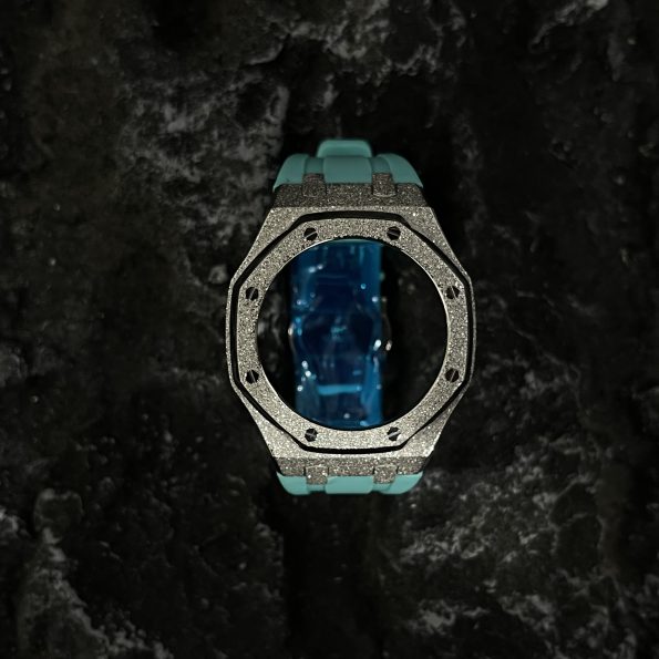 Ga2100 Silver Glitter Case Tiffany Blue Rubber Watch Band