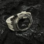 Ga2100 Silver Glitter Case White Rubber Watch Band