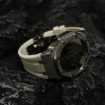 Ga2100 Silver Glitter Case White Rubber Watch Band