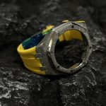 Ga2100 Silver Glitter Case Yellow Rubber Watch Band