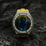 Ga2100 Silver Glitter Case Yellow Rubber Watch Band