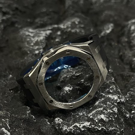 Ga2100 Silver Polish Bezel Black Rubber Strap 
