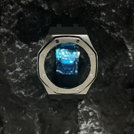 Ga2100 Silver Polish Bezel Black Rubber Strap