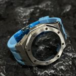 Ga2100 Silver Polish Bezel Blue Rubber Strap