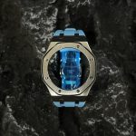 Ga2100 Silver Polish Bezel Blue Rubber Strap