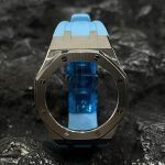Ga2100 Silver Polish Bezel Blue Rubber Strap