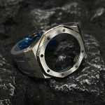 Ga2100 Silver Polish Bezel Gray Rubber Strap 