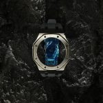 Ga2100 Silver Polish Bezel Gray Rubber Strap