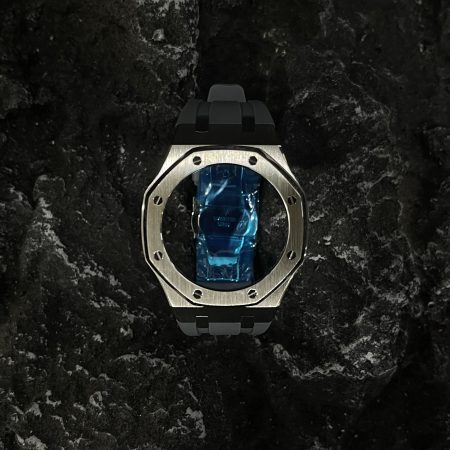 Ga2100 Silver Polish Bezel Gray Rubber Strap