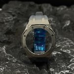 Ga2100 Silver Polish Bezel Gray Rubber Strap