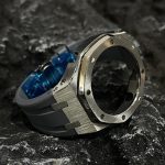 Ga2100 Silver Polish Bezel Gray Rubber Strap