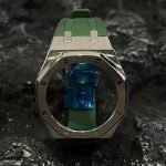 Ga2100 Silver Polish Bezel Green Rubber Strap