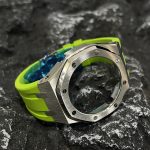 Ga2100 Silver Polish Bezel Light Green Rubber Strap