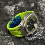 Ga2100 Silver Polish Bezel Light Green Rubber Strap