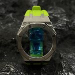 Ga2100 Silver Polish Bezel Light Green Rubber Strap