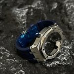 Ga2100 Silver Polish Bezel Navy Blue Rubber Strap