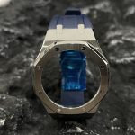 Ga2100 Silver Polish Bezel Navy Blue Rubber Strap