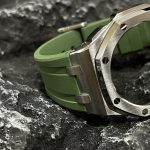 Ga2100 Silver Polish Bezel Olive Green Rubber Strap